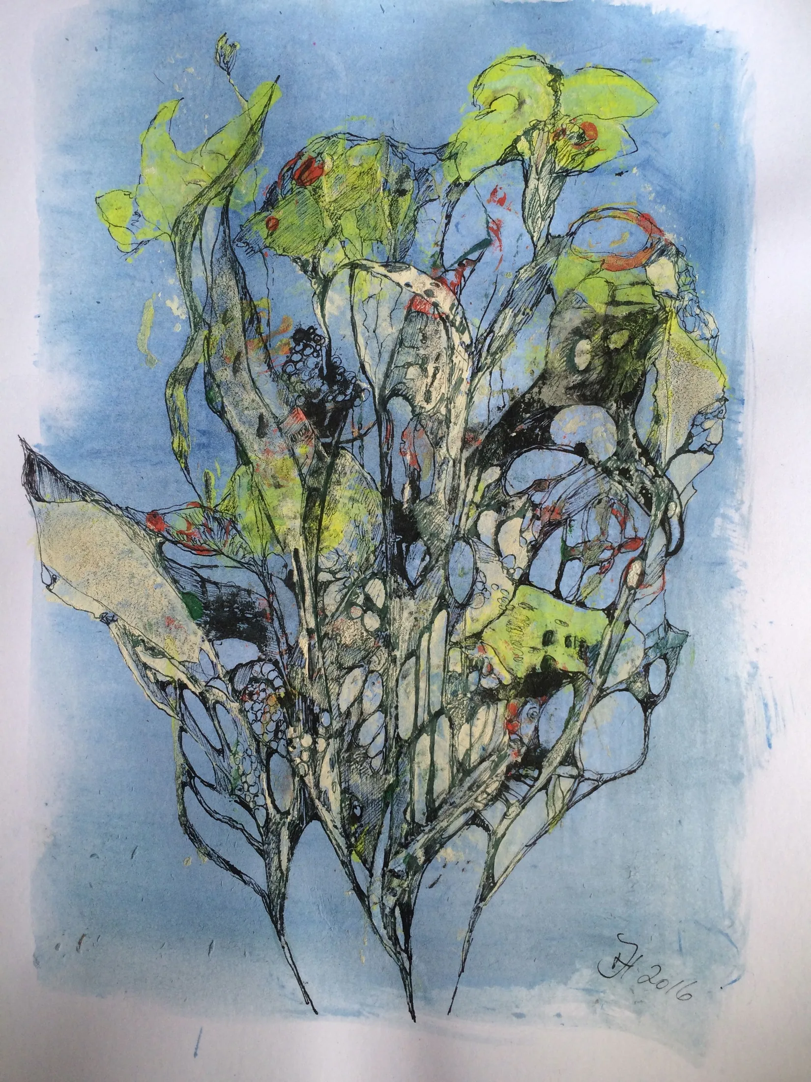 the green ones,acryl und tusche auf papier,din a 4,2016